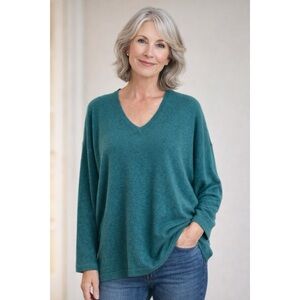 VGUC eskandar x Neiman Marcus 100% Cashmere Teal V-Neck Pullover Sweater  L/XL